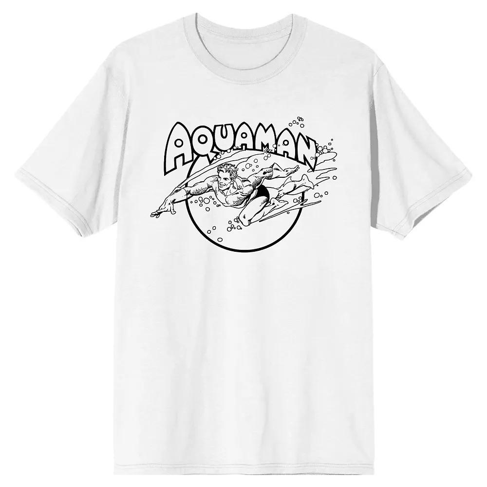 Men's Aquaman Superhero Dive Tee, Size: XXL, White Product Image