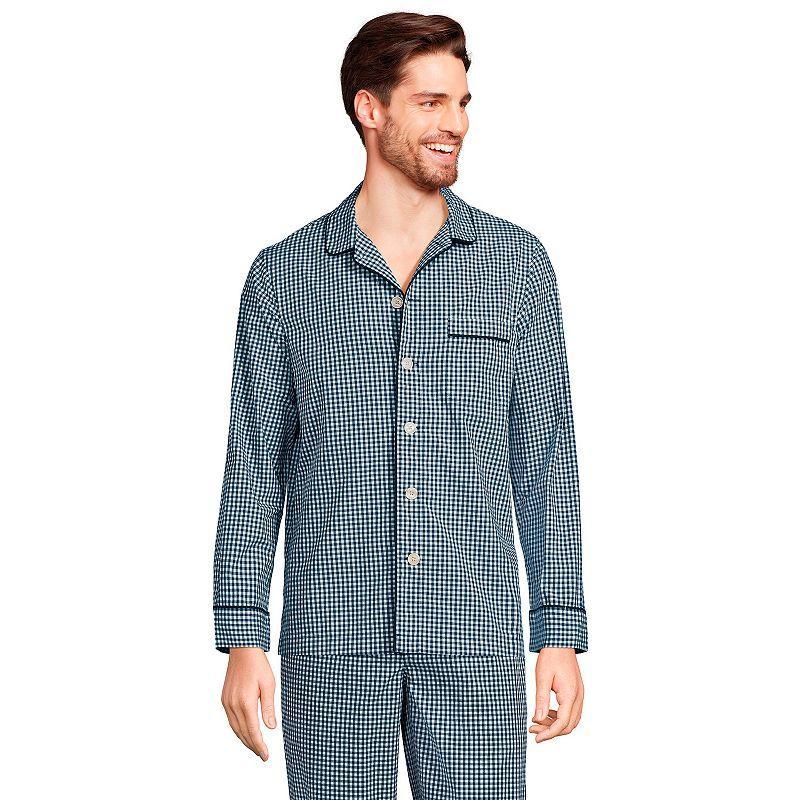 Men's Lands' End Broadcloth Pajama Sleep Shirt, Size: Medium, Deep  Blue Product Image