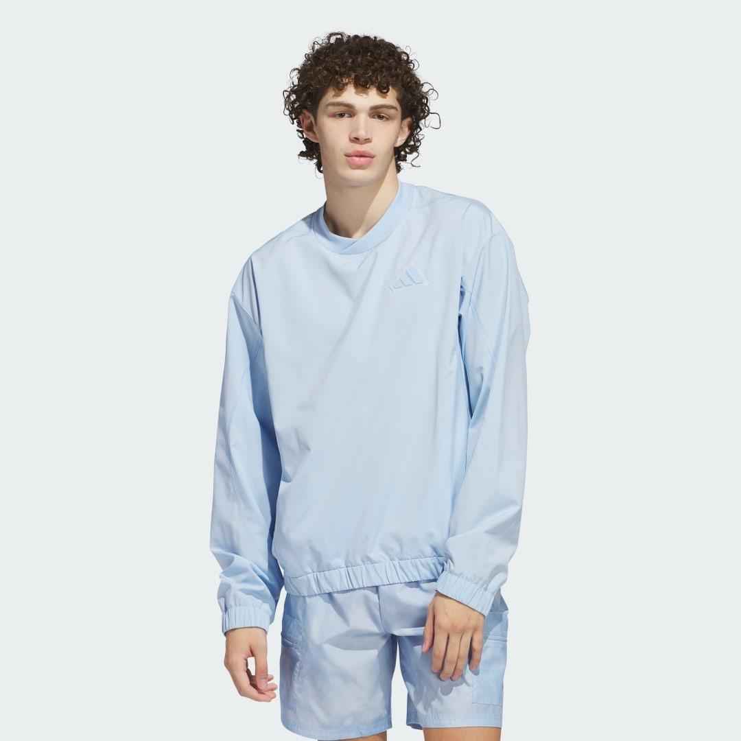 adidas Woven Pullover Crew Sweatshirt Royal Blue M Mens Product Image