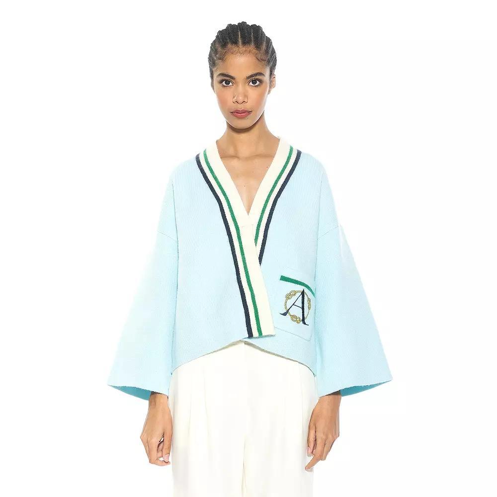 Women's ALEXIA ADMOR Gabbi Nautical Stripe Knit Short Jacket, Size: Medium, Black White Product Image