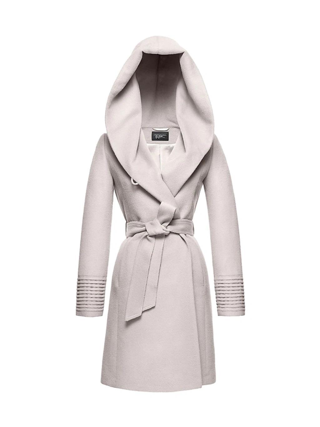 Womens Mid-Length Hooded Wrap Coat Product Image