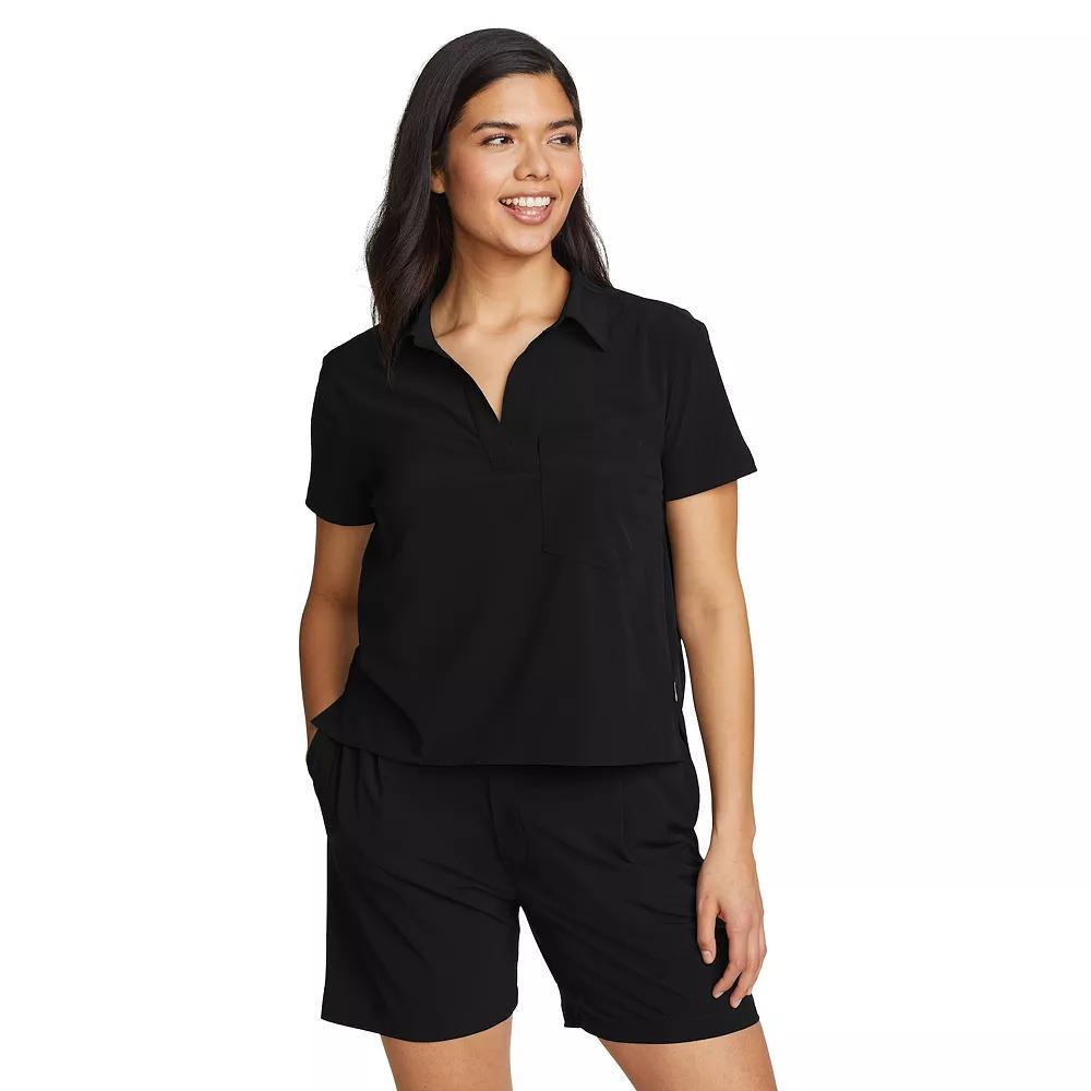 Women's Eddie Bauer Departure Short Sleeve Collared Tee, Size: XL, Black Product Image