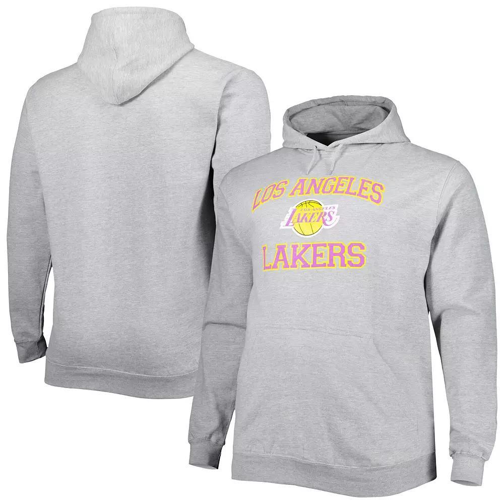 Men's Heathered Gray Los Angeles Lakers Big & Tall Heart & Soul Pullover Hoodie, Size: 2XLT, Grey Product Image