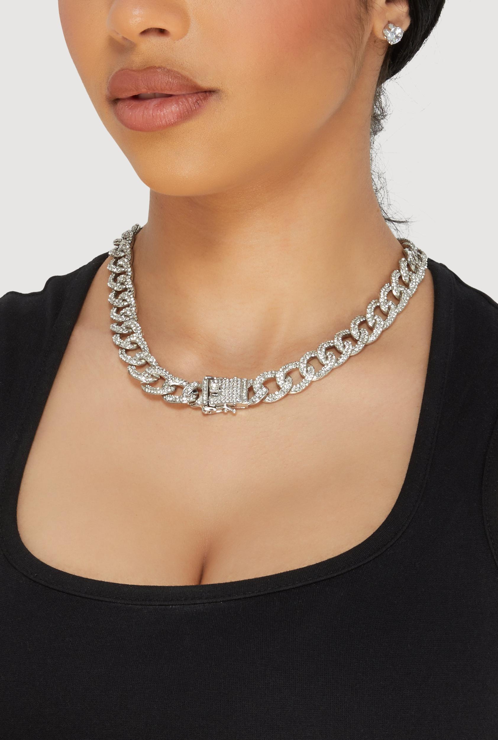Box Clasp Chain Link Necklace and Stud Earrings Female Product Image