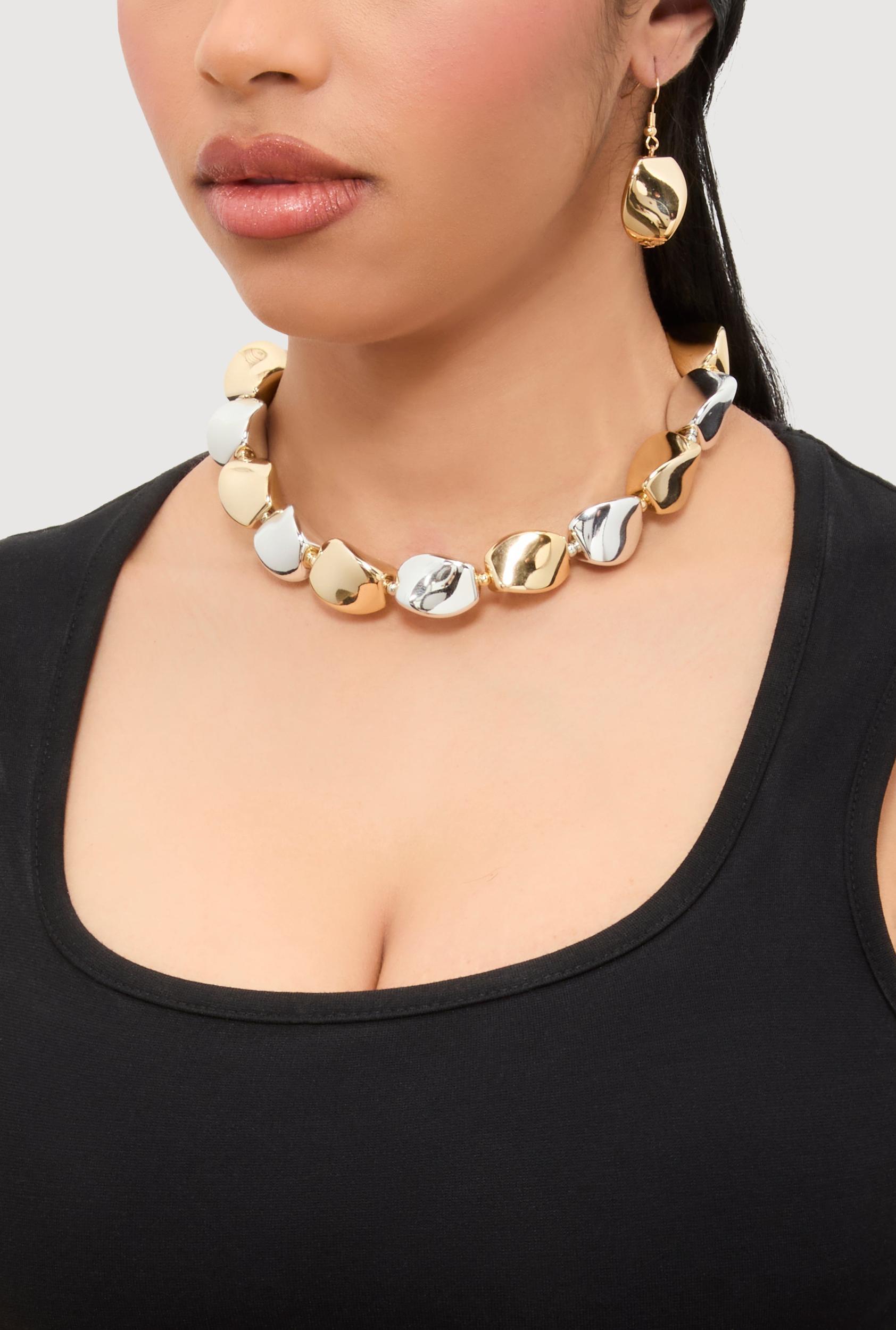 Womens Chunky Bead Necklace with Drop Earrings Product Image