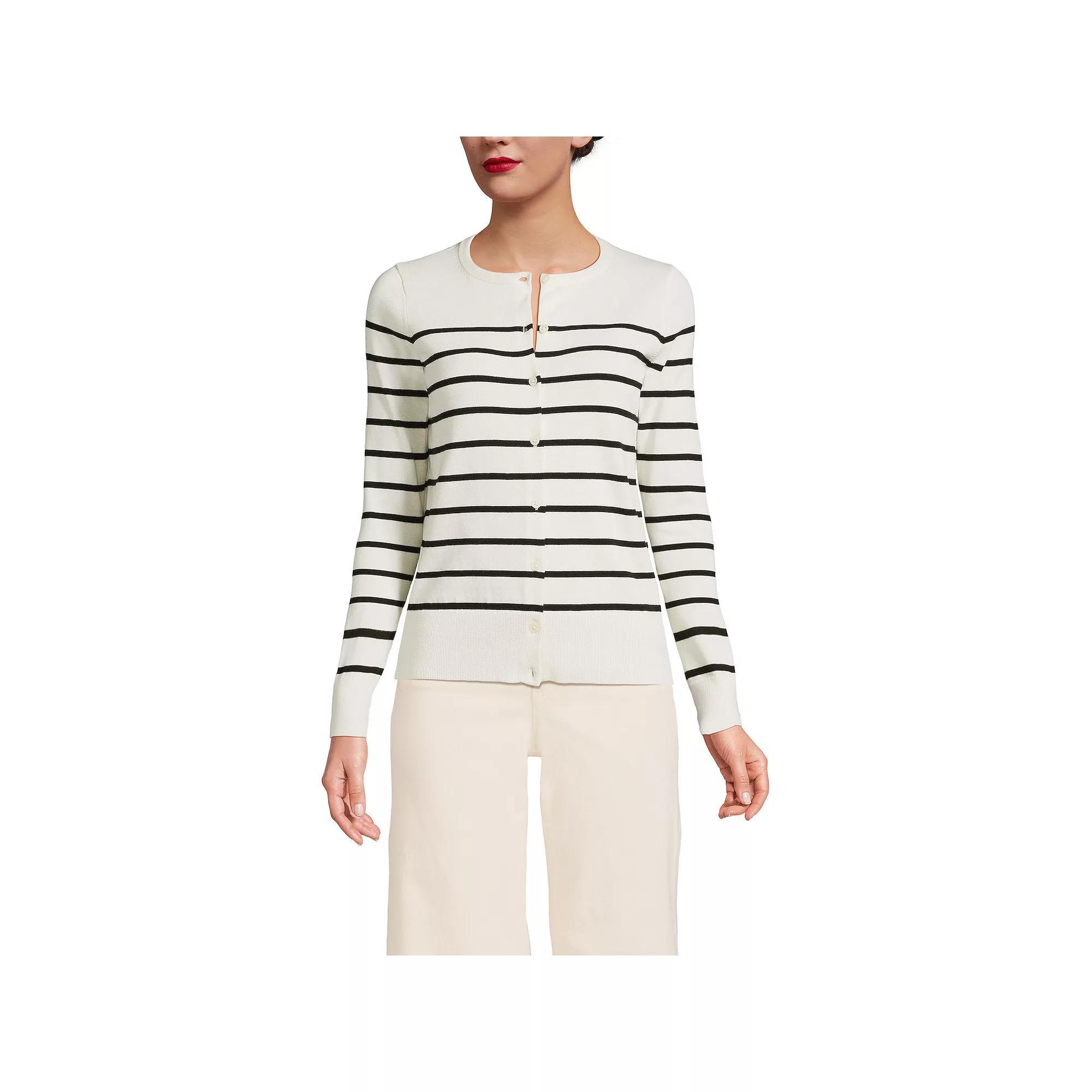 Petite Lands End Fine Gauge Cotton Cardigan Sweater, Womens Product Image