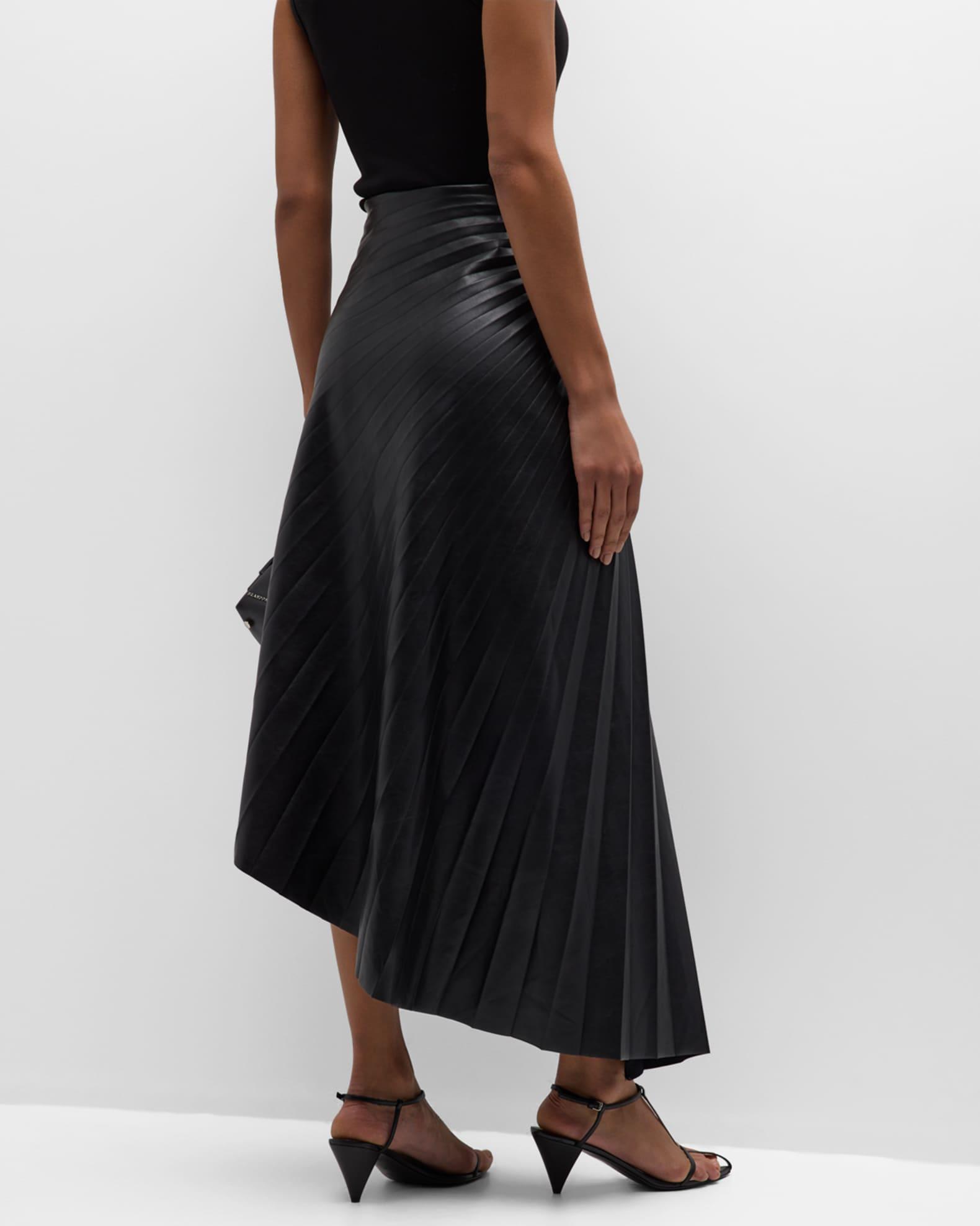 Tracy Pleated Side-Ruched Faux Leather Maxi Skirt Product Image