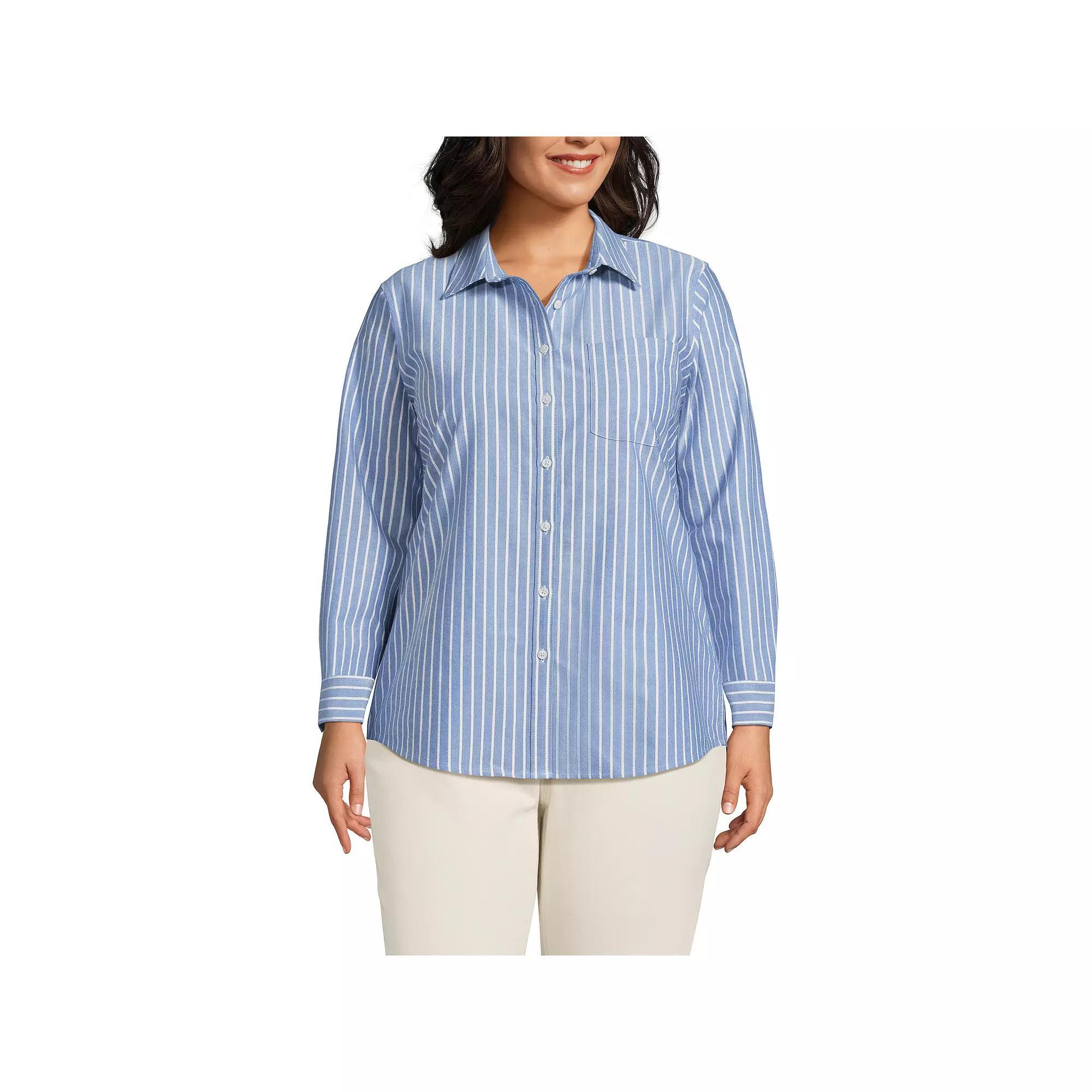 Womens Lands End Long Sleeve Classic Oxford Dress Shirt Product Image