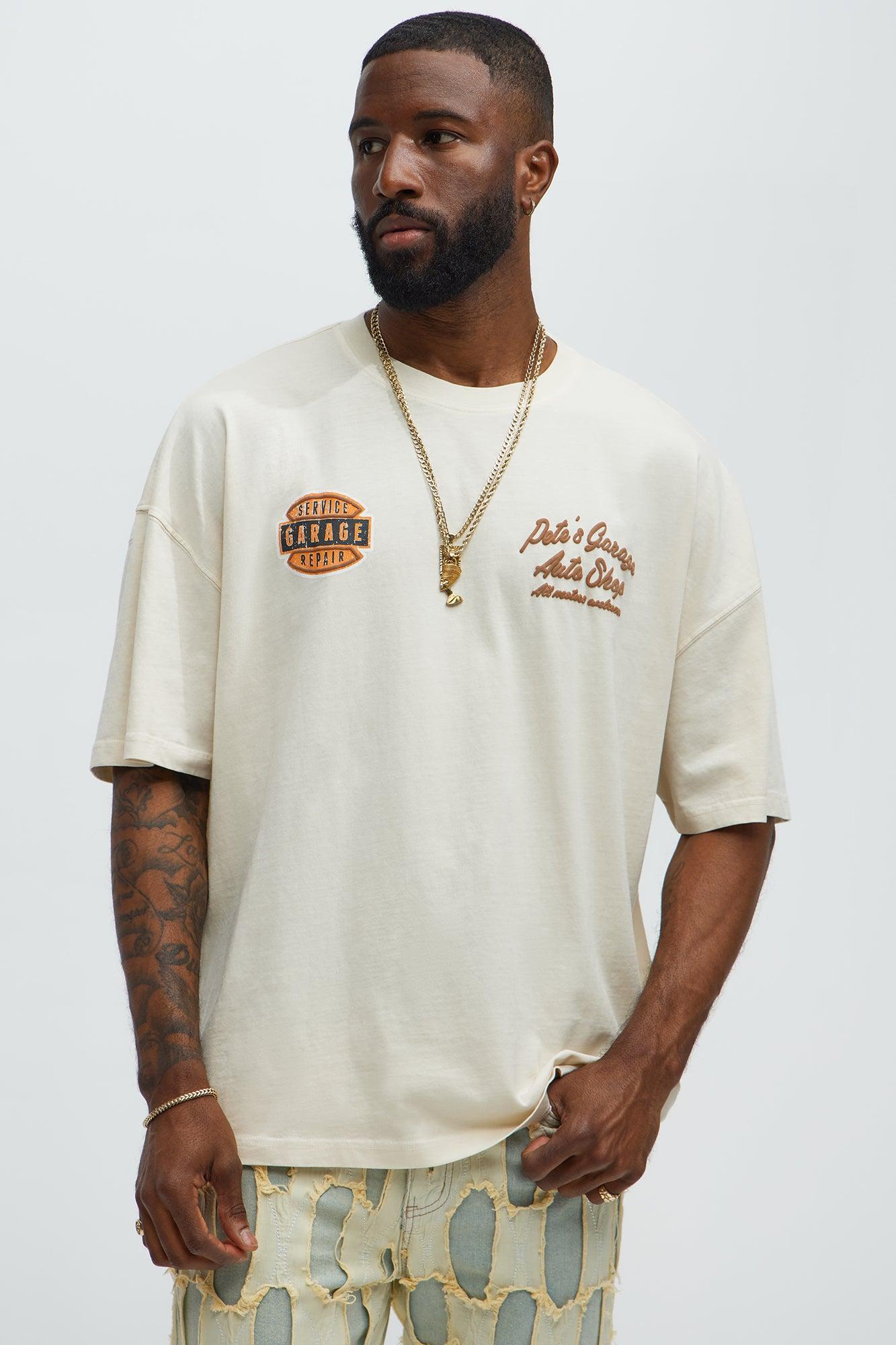 Pete's Garage Oversized Short Sleeve Tee - Cream Product Image