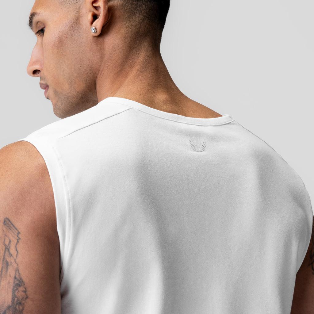 1060. Creora® Cotton Modal Cutoff Tank - White Product Image