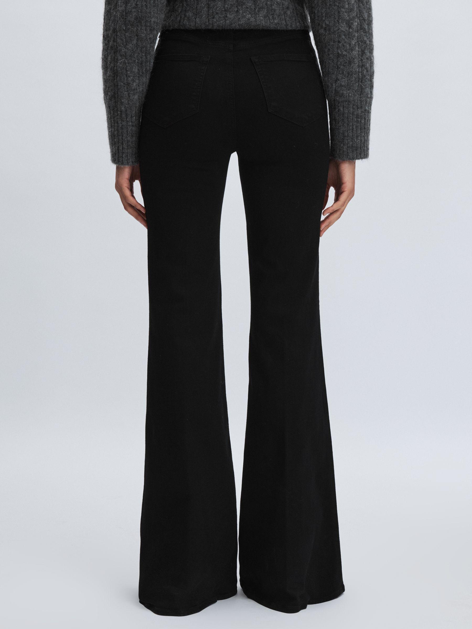 Paige Angled Waist Flared Jeans in Black Product Image