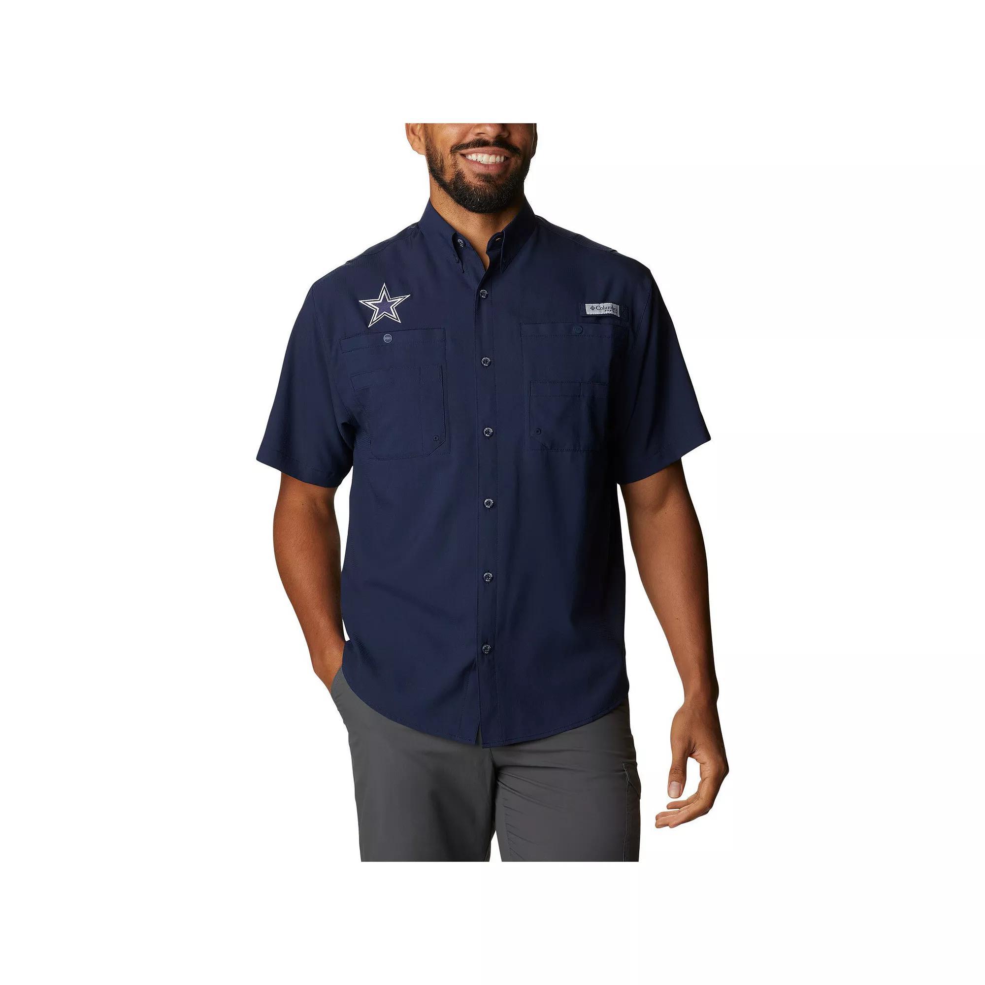 Men's Columbia Navy Dallas Cowboys Tamiami Omni-Shade Button-Down Short Sleeve Shirt, Size: 4XLT, Blue Product Image