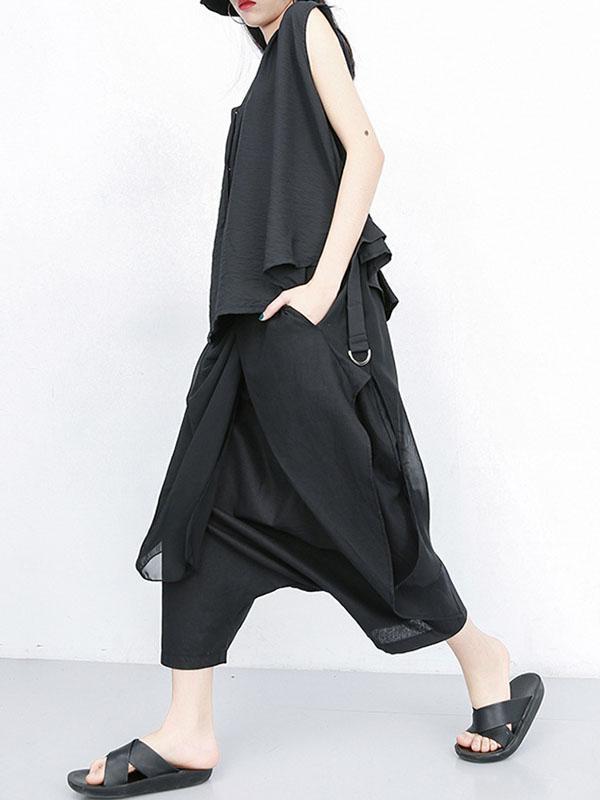 Harem Pants Loose Pleated Solid Color Ninth Pants Product Image