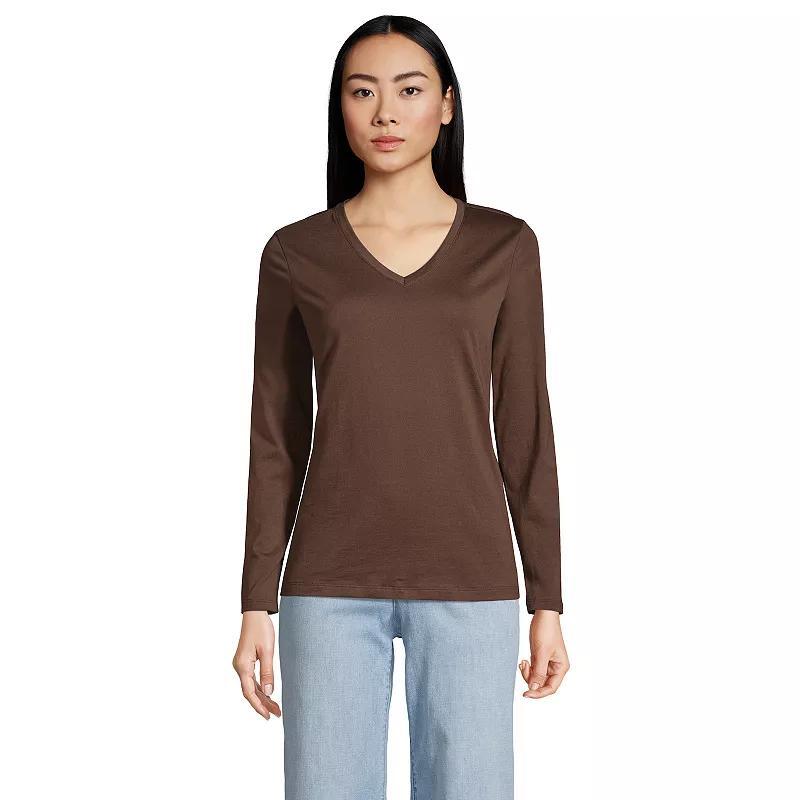 Petite Lands End Supima Cotton Relaxed V-Neck Tee, Womens Product Image