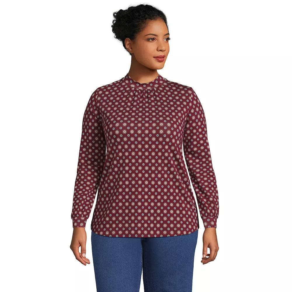 Plus Size Lands' End Gathered Mockneck Top, Women's, Size: 2XL, Deep Balsam Product Image