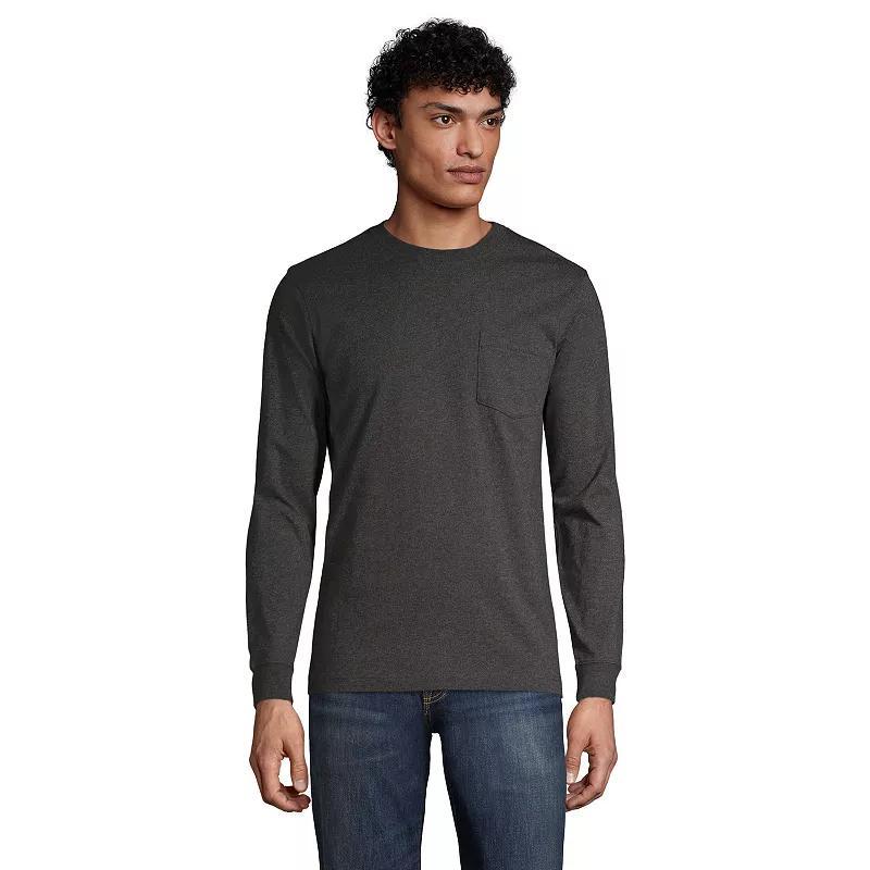 Big & Tall Lands' End Super-T Pocket Tee, Men's, Size: 2XB, Dk Grey Heather Product Image