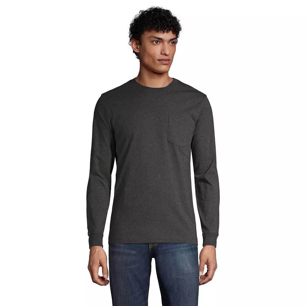 Big & Tall Lands' End Super-T Pocket Tee, Men's, Size: 2XB, Dk Grey Heather Product Image