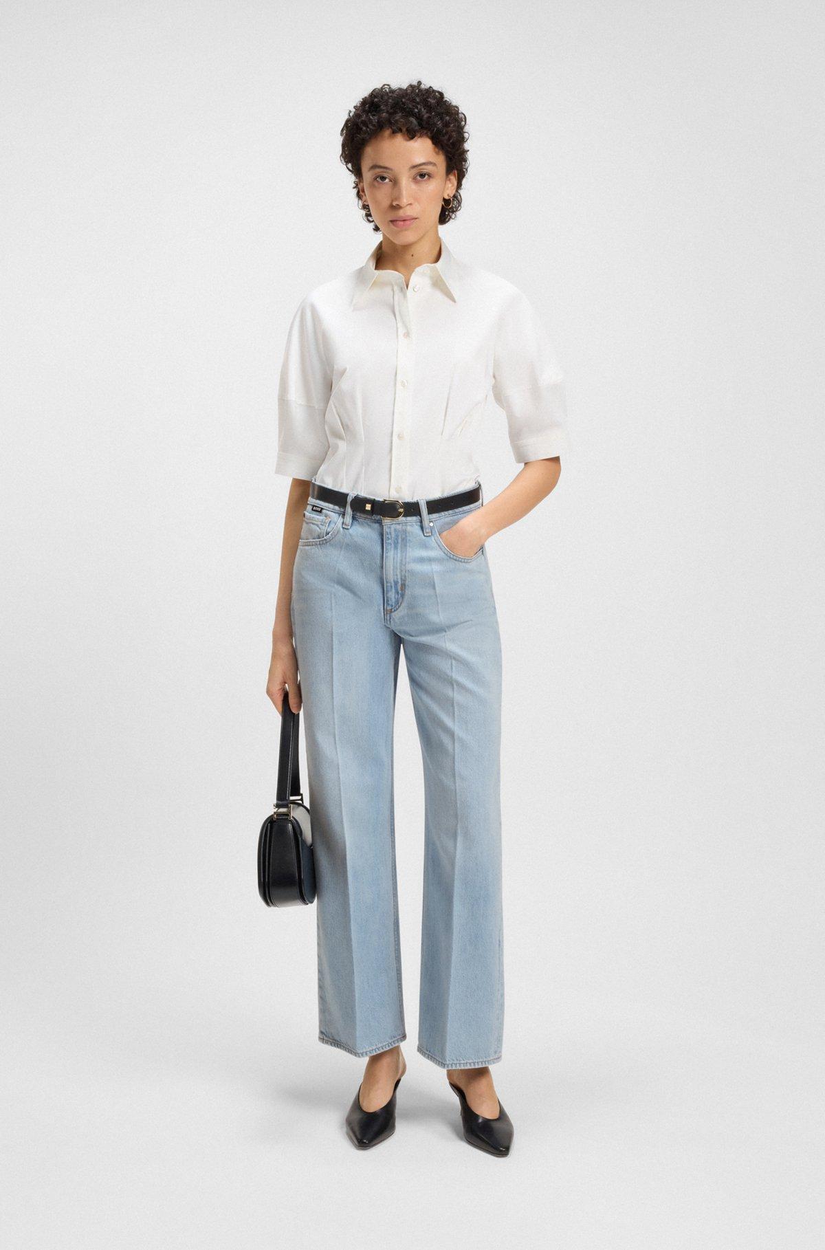 BOSS - Wide-leg jeans in blue rigid denim - Light Blue Product Image