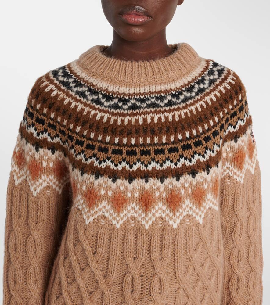 MONCLER Jacquard Wool And Mohair-blend Sweater In Beige Product Image