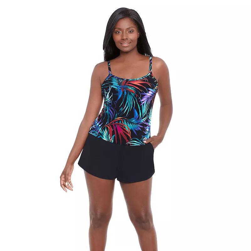 Women's Trimshaper Farrah Swim Romper, Size: 14, Multi Product Image