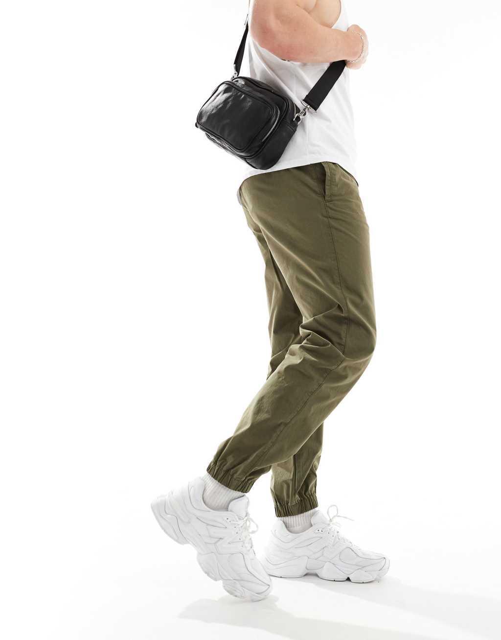 ASOS DESIGN pull on pants in washed khaki Product Image