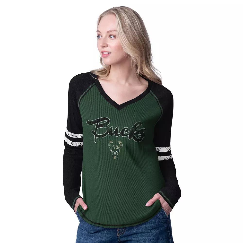Women's G-III 4Her by Carl Banks Red/Black Chicago Bulls Winner Waffle Knit Thermal Long Sleeve Tri-Blend T-Shirt, Size: Medium Product Image