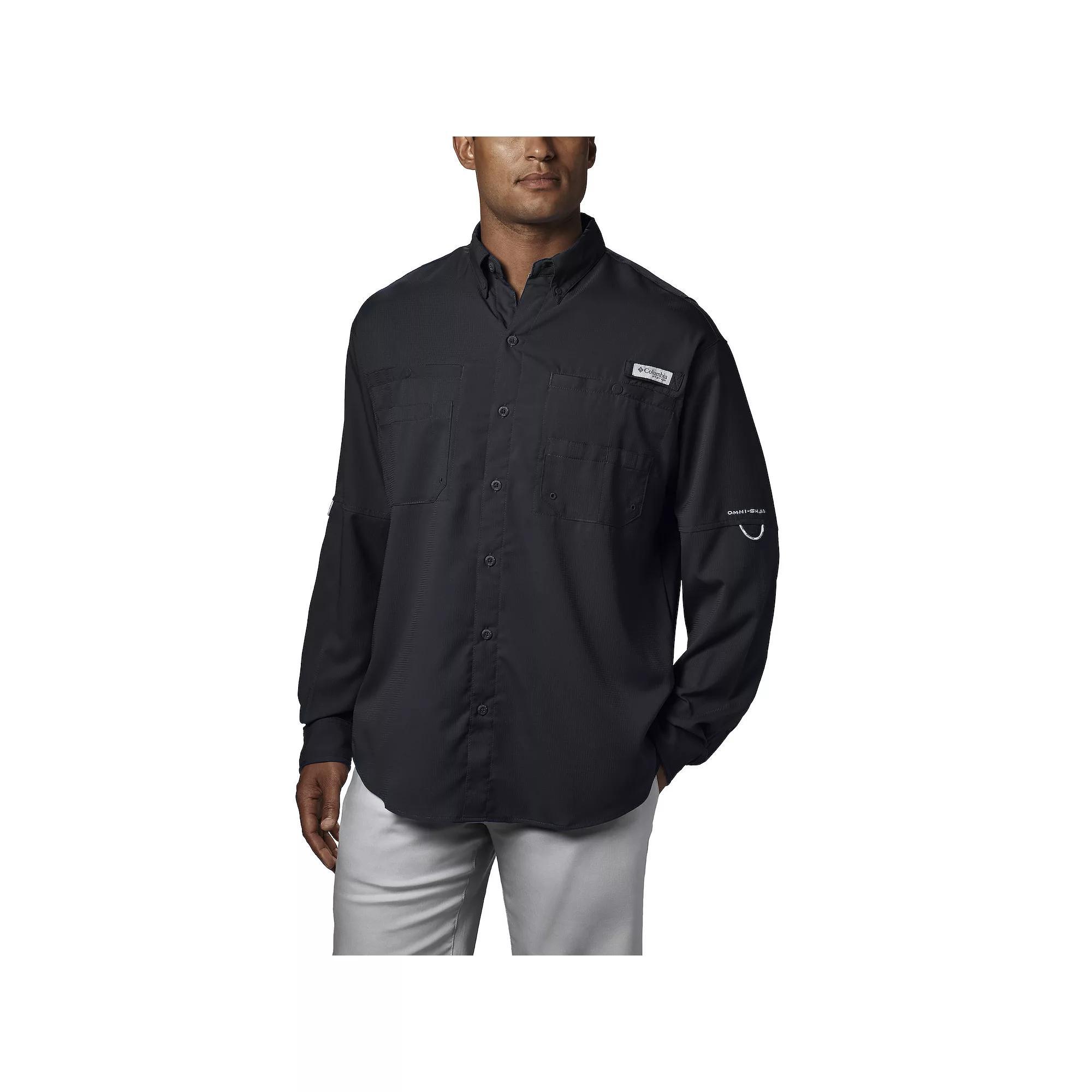 Men's Columbia PFG UPF 40 Tamiami™ II Long Sleeve Button-Down Shirt, Size: Medium, Black Product Image