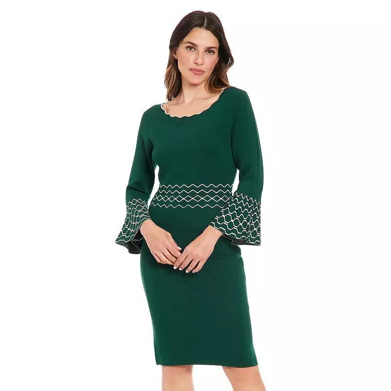 Women's London Times Solid Bell Sleeve Sweaterdress, Size: Small, Blue Product Image