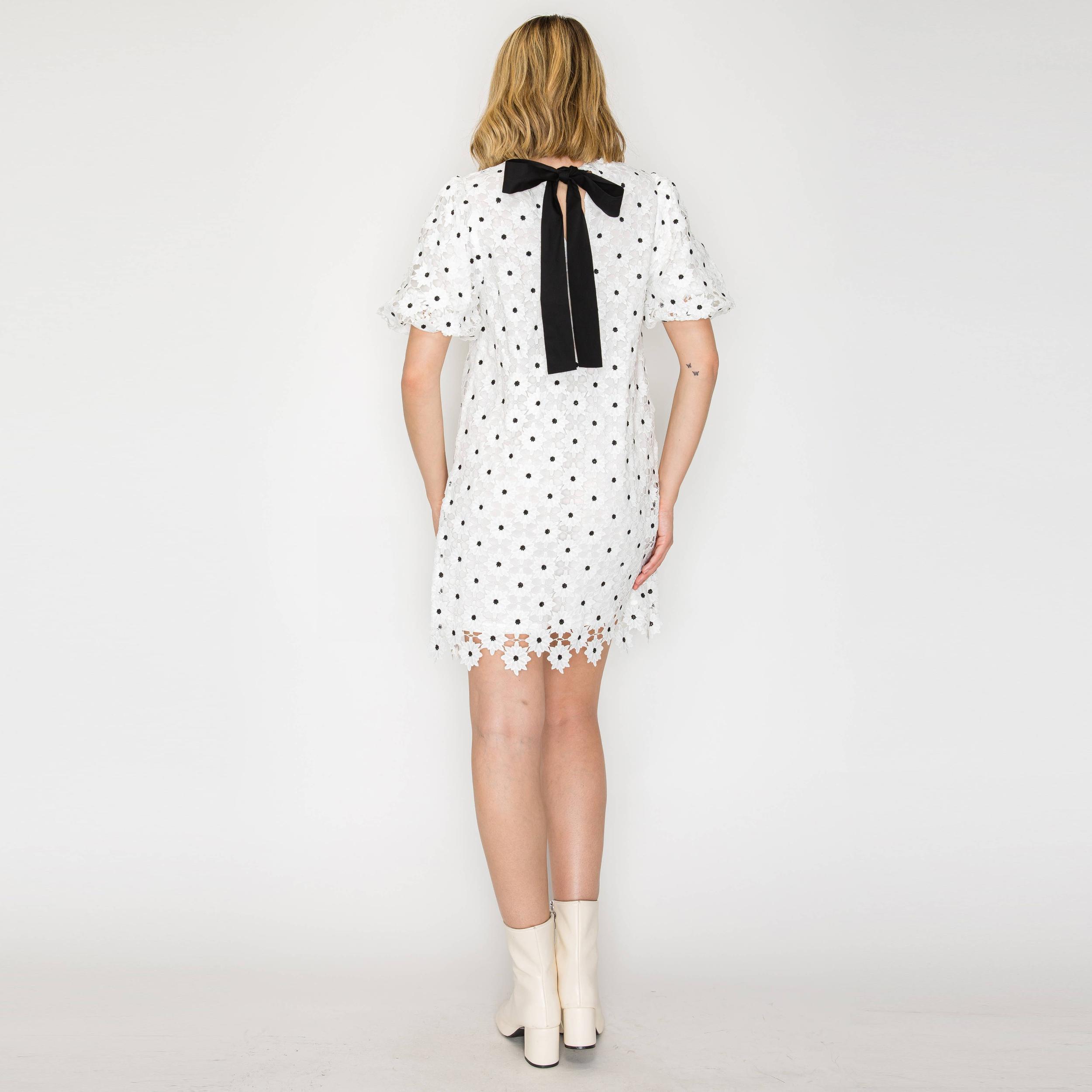 Daisy Polka Dot Lace Mini Dress Product Image