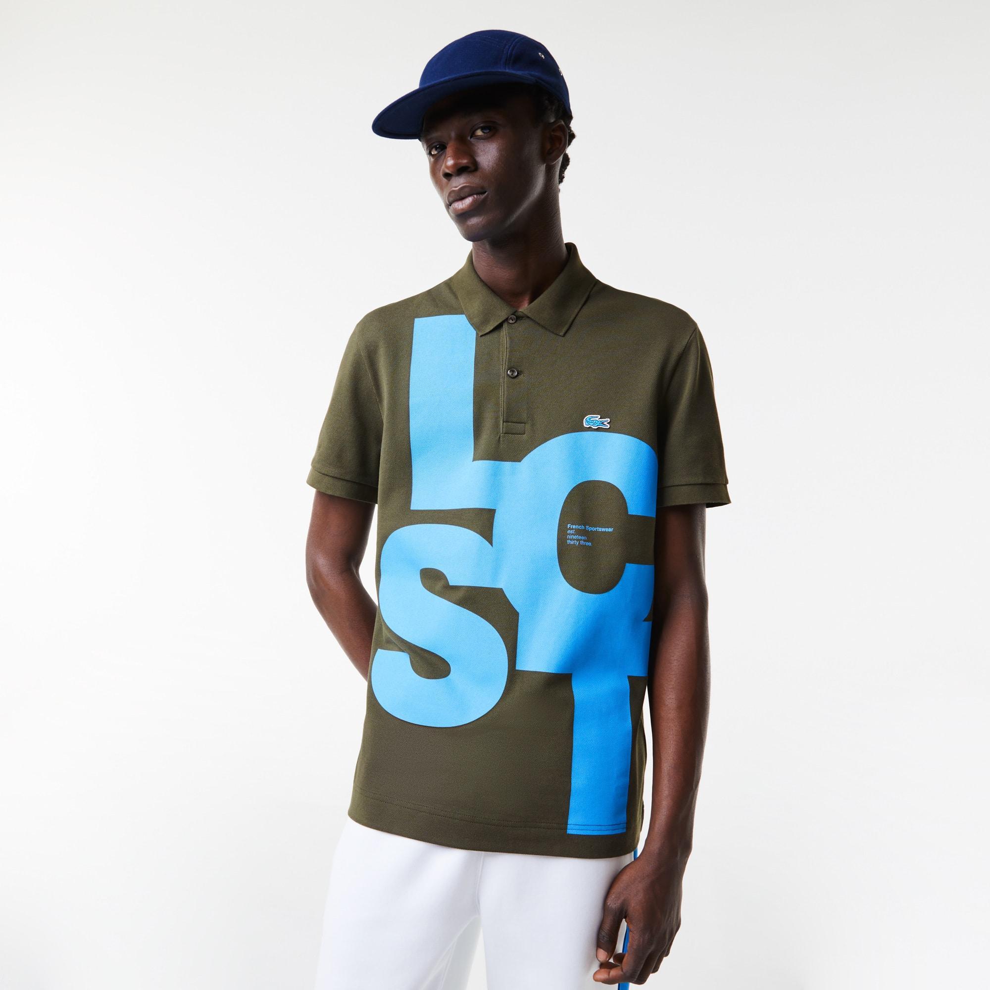 Men's Regular Fit Contrast Lettering Petit Piqué Polo Product Image