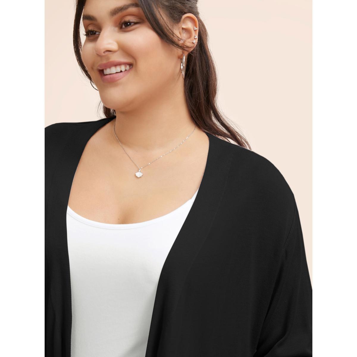 Plus Size Supersoft Essentials Solid Open Front Loose Cardigan Black Women Casual Loose Long Sleeve Everyday Cardigans BloomChic 10/M Product Image