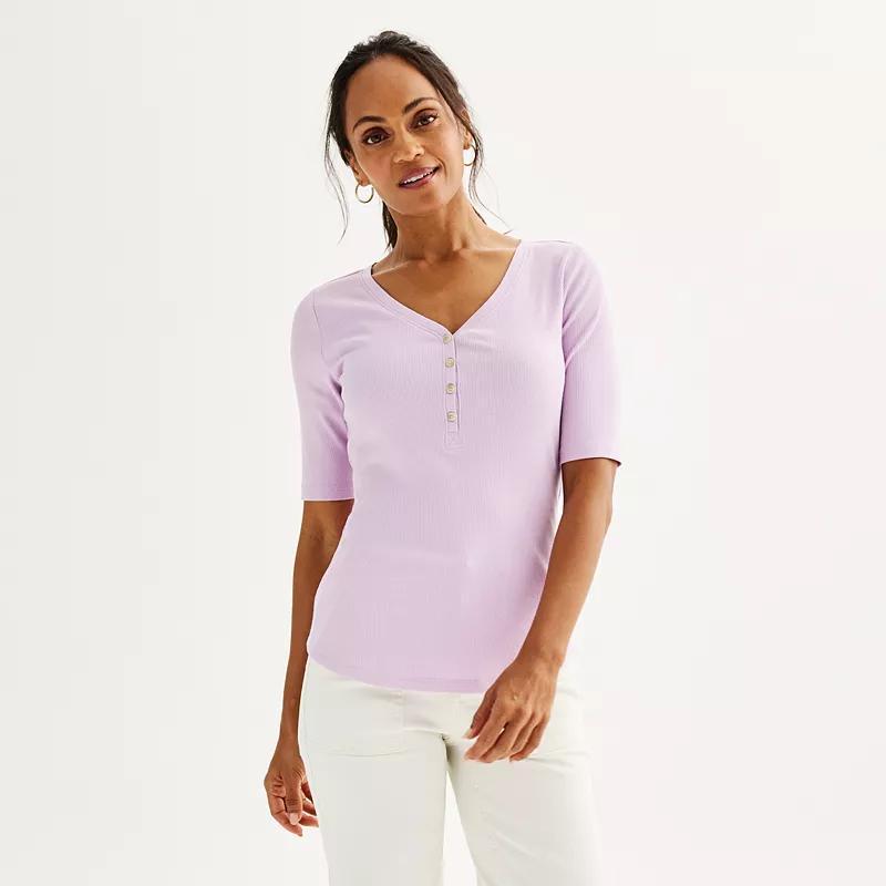 Women's Sonoma Goods For Life® Slim-Fit Henley, Size: XXL, Manolo Green Product Image