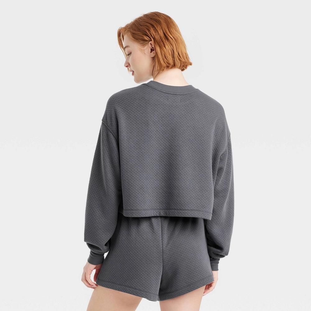 Women's Pointelle Lounge Sweatshirt - Colsie™ XL: Heavyweight Jacquard Knit, Crew Neck Pullover Product Image
