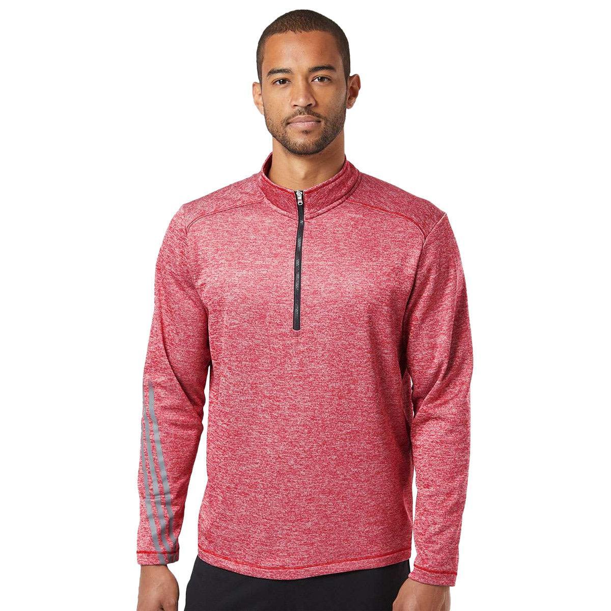 adidas Men's Brushed Terry Heathered Quarter-Zip Pullover Product Image