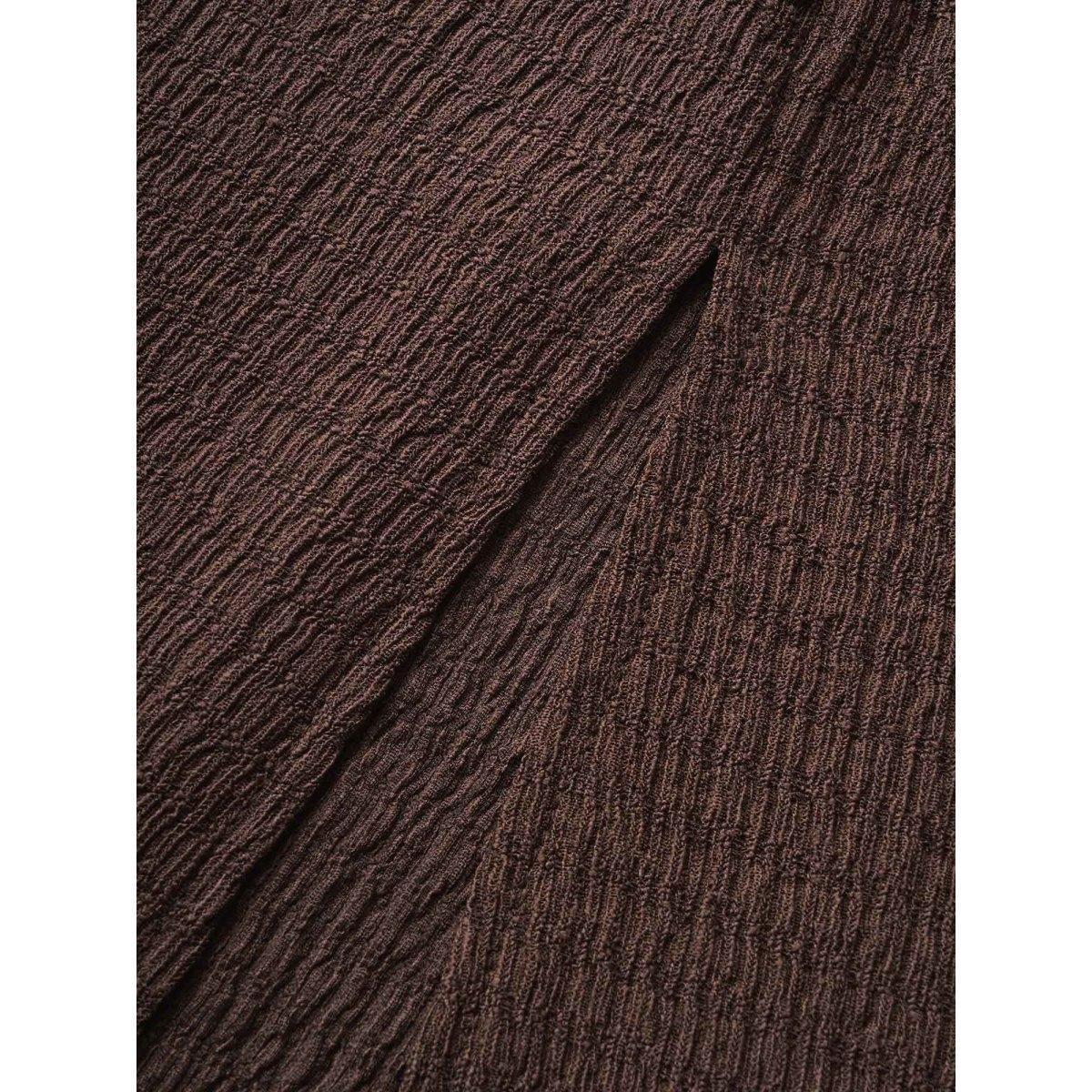 Plus Size Twist Front Split Hem Sleeveless Dress DarkBrown Women Casual Twist Round Neck Sleeveless Curvy BloomChic 18-20/2X Product Image