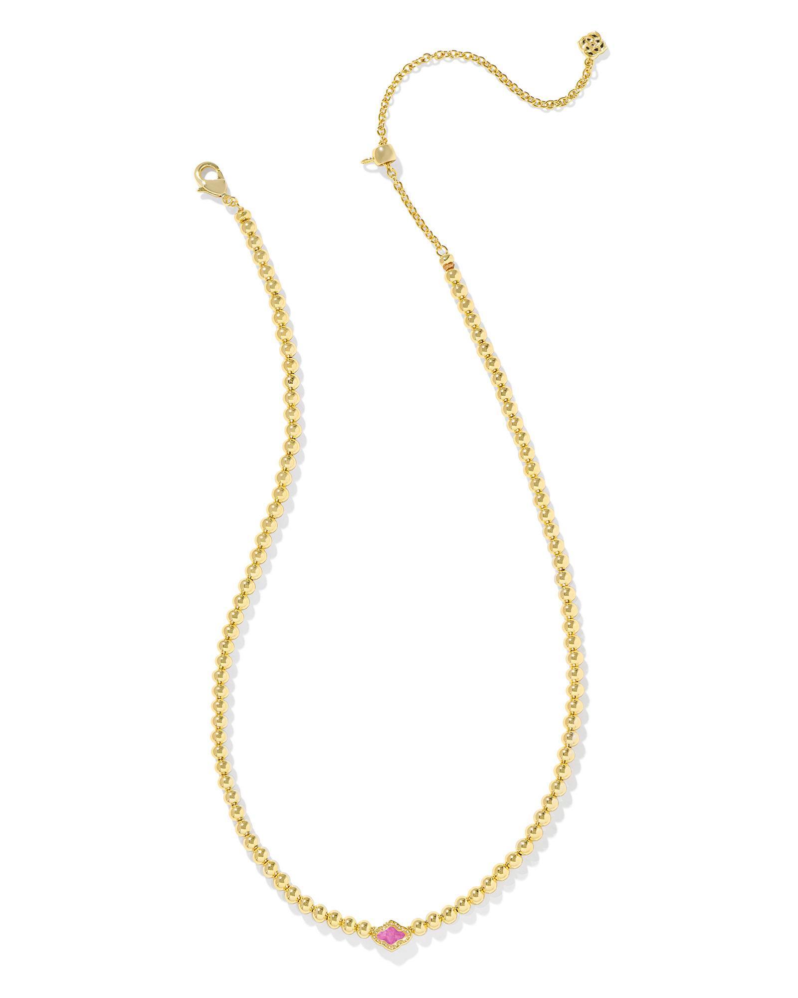 Abbie Gold Beaded Necklace in Azalea Illusion Product Image