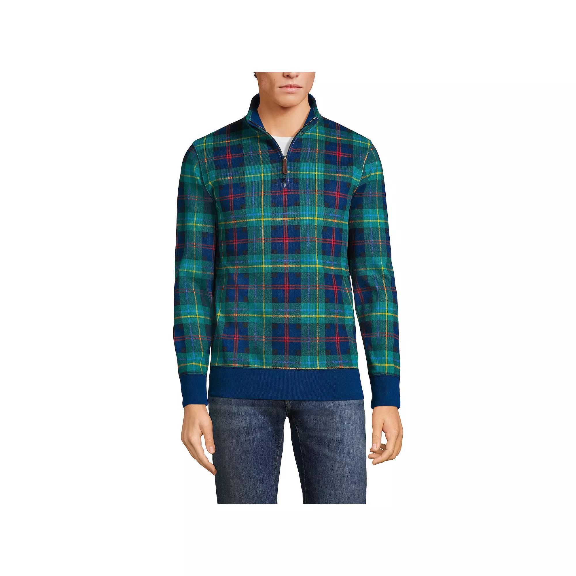 Men's Lands' End Bedford Regular-Fit Ribbed Quarter-Zip Pullover Sweater, Size: Large, Rain Blue Blue Product Image