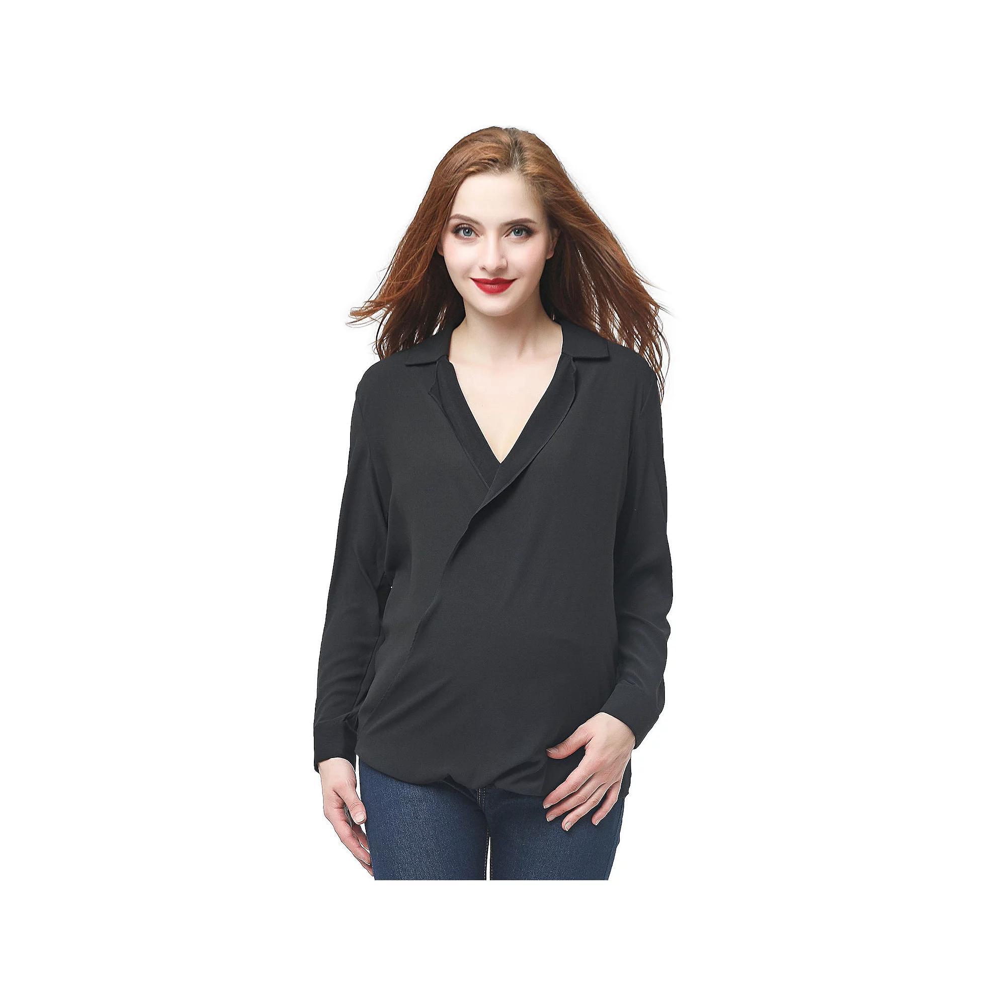 Maternity Pokkori Surplice Drape Front Nursing Blouse, Womens Product Image
