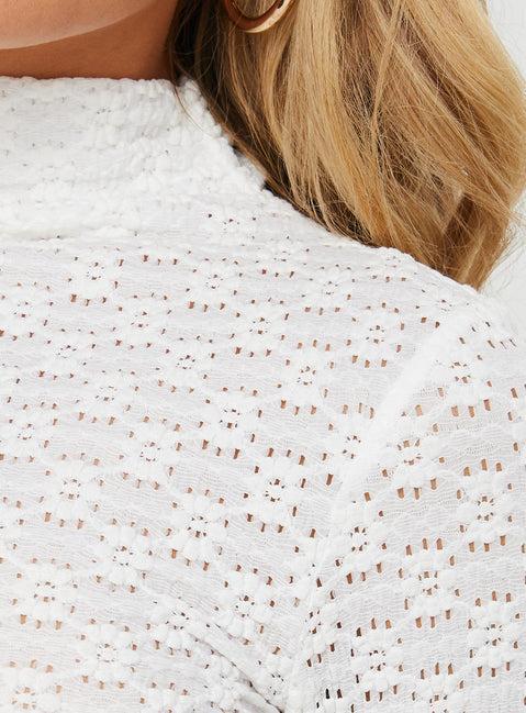 Mazur Long Sleeve Mini Dress Cream Product Image