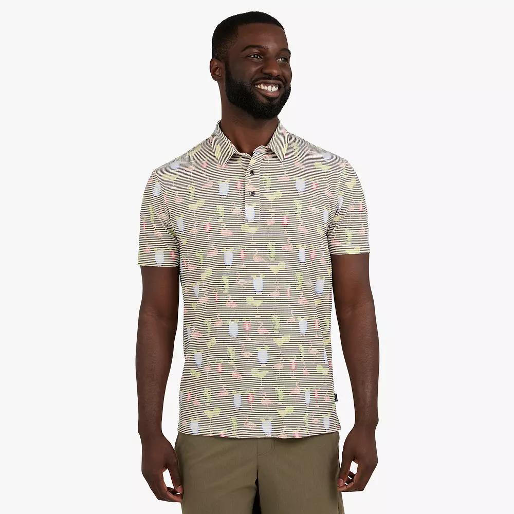 Men's Chaps Short Sleeve Print Performance Polo, Size: Large, Light Green Product Image