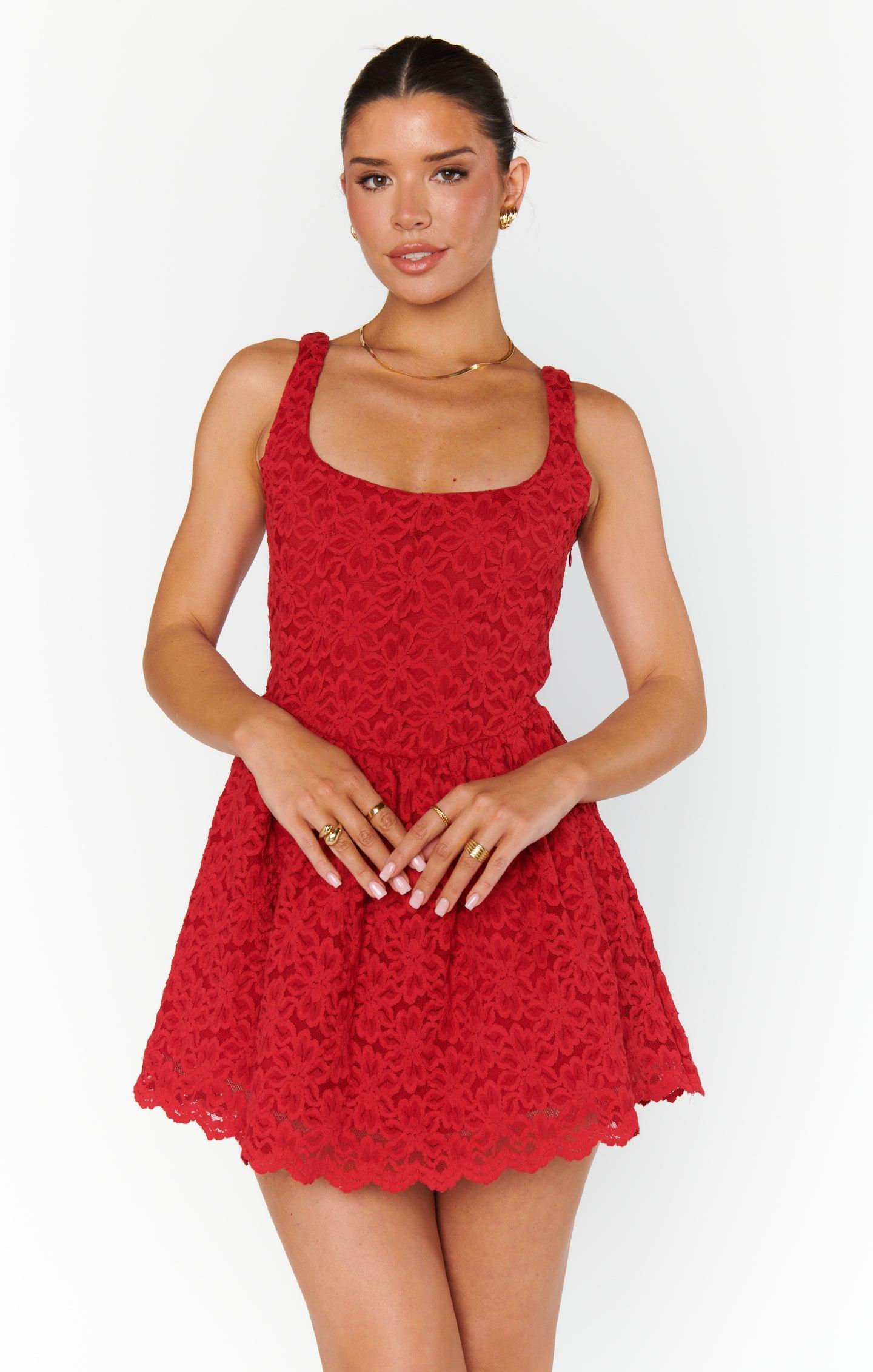 Ricci Skort Dress ~ Radiant Red Lace Product Image
