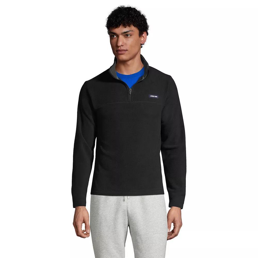 Big & Tall Lands' End Logo Fleece Quarter-Zip Pullover, Men's, Size: XXL Tall, Black Product Image