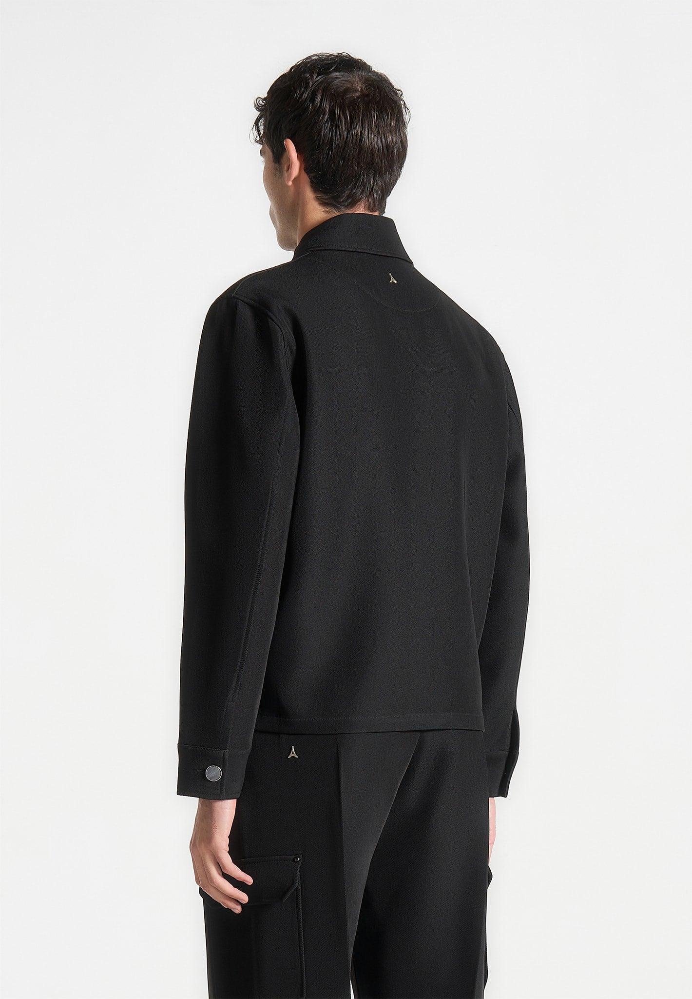 Twill Pocket Cropped Shirt - Black Male Product Image