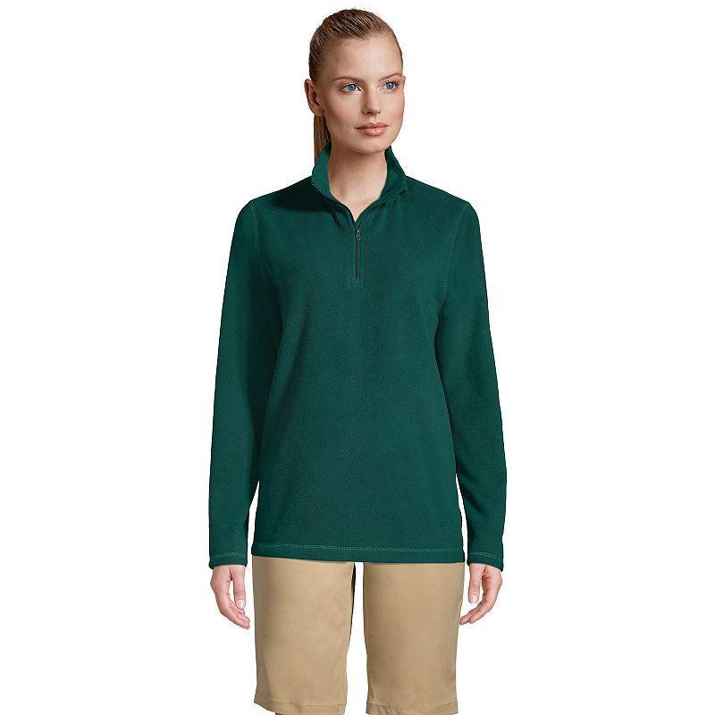 Women's Lands' End Lightweight Fleece Quarter Zip Pullover, Size: Medium, Red Product Image