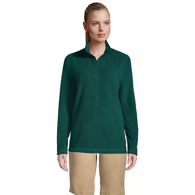 Women's Lands' End Lightweight Fleece Quarter Zip Pullover, Size: Medium, Red Product Image