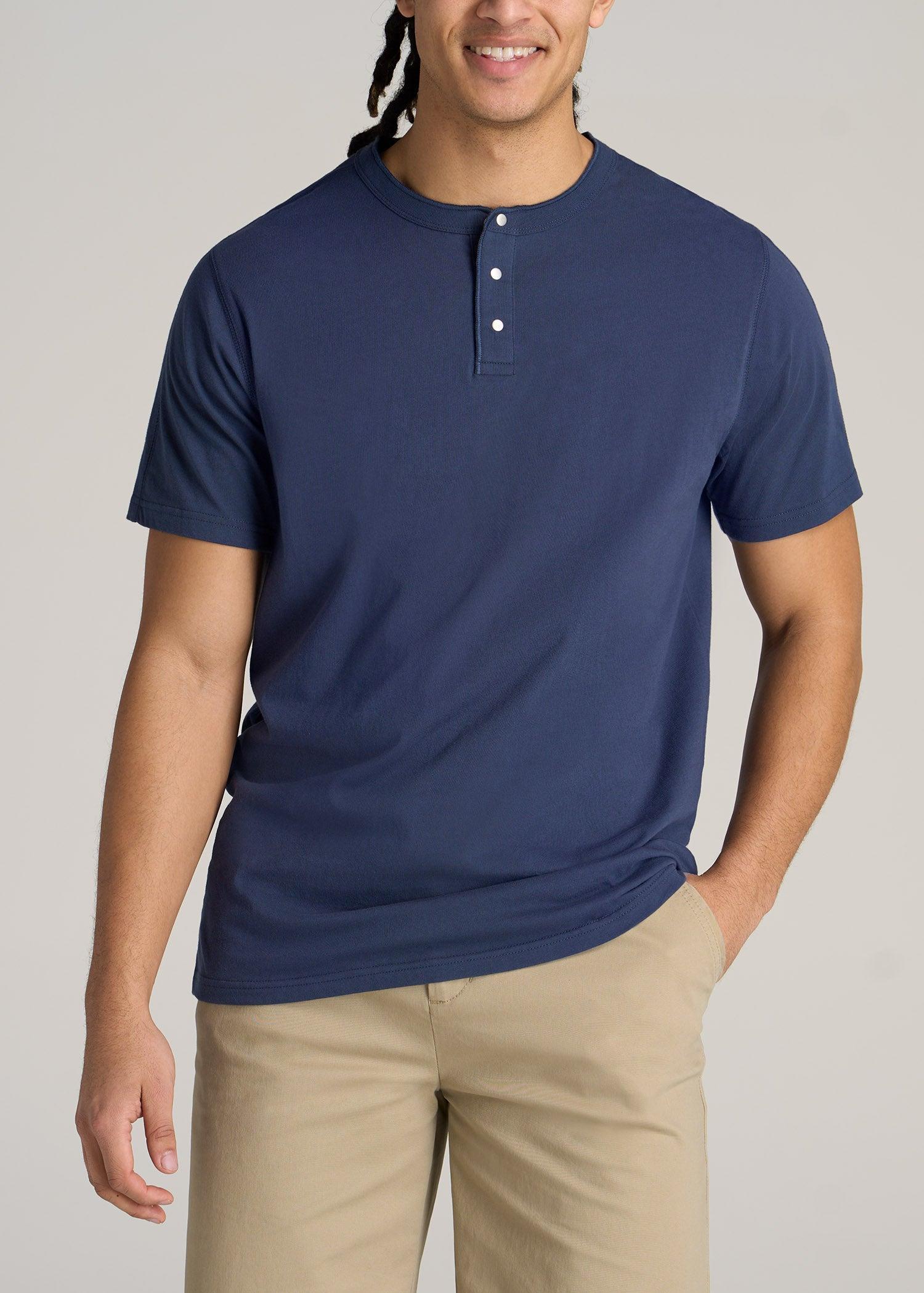 LJ&S REGULAR-FIT Jersey Henley Tee for Tall Men in Vintage Midnight Navy Product Image