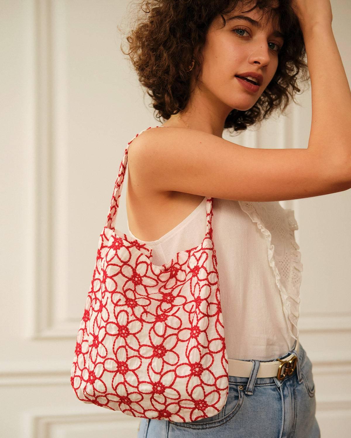 SpiArt The Floral Embroidery Cotton Shoulder Bag Product Image