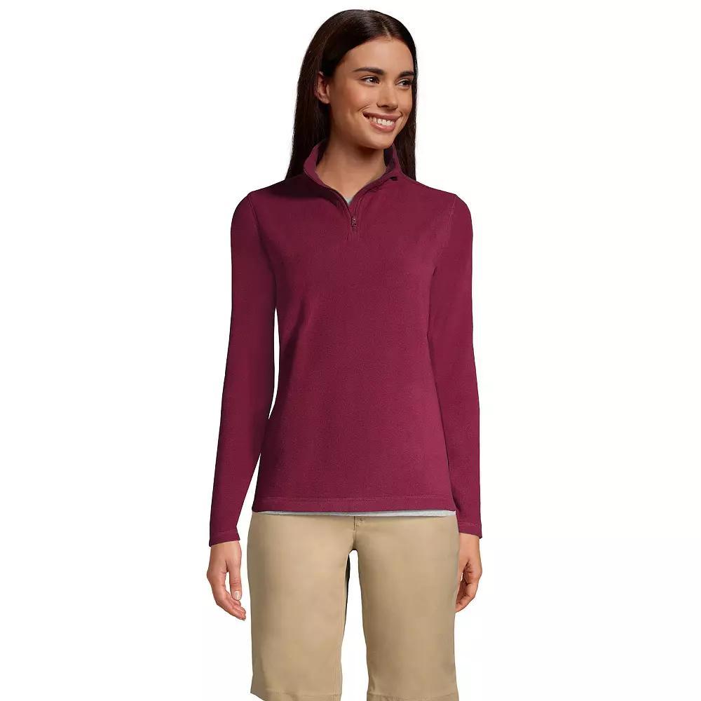 Women's Lands' End Lightweight Fleece Quarter Zip Pullover, Size: Medium, Red Product Image