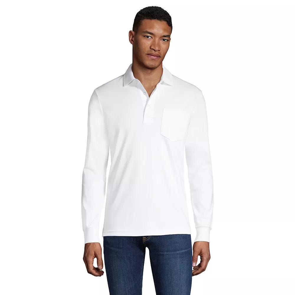 Big & Tall Lands' End Super Soft Relaxed-Fit Supima Pocket Polo, Men's, Size: XXL Tall, White Product Image
