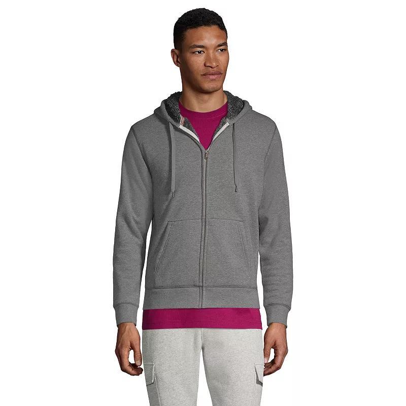 Big & Tall Lands' End Serious Sweats Full-Zip Sherpa Hoodie, Men's, Size: XL Tall, Pewter Grey Product Image